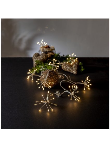 Svetelná LED reťaz 90 svetielok dĺžka 2,1 m Star Trading Dew Drop Flower - strieborný