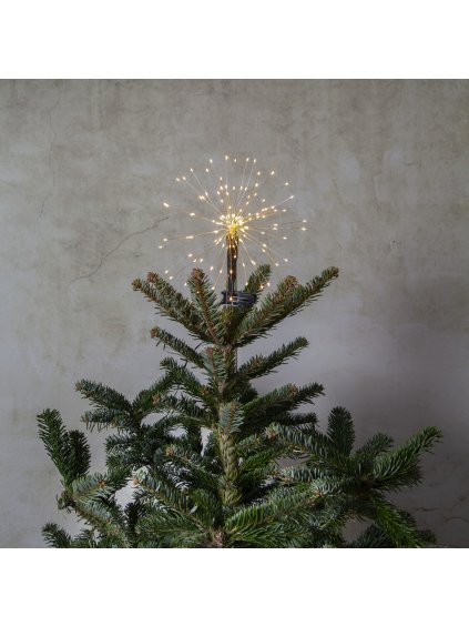 Vianočná LED hviezda na stromček výška 27 cm Star Trading Firework - strieborná