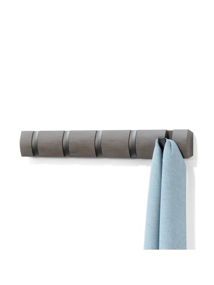 Nástenný vešiak 5 háčikov Umbra FLIP - šedý/cín