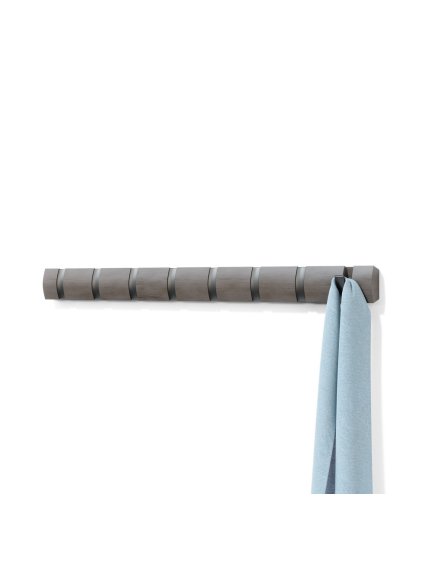 Nástenný vešiak 8 háčikov Umbra FLIP - šedý/cín