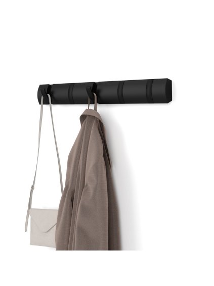 Nástenný vešiak 5 háčikov Umbra Flip - čierny