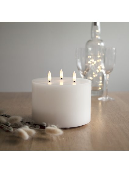 Vosková LED sviečka 3 plamene priemer 15 cm Star Trading Flamme - biela