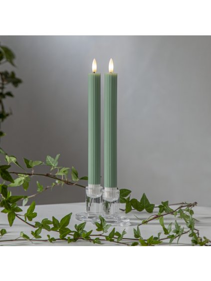 LED sviečka 2 ks výška 25 cm Star Trading Flamme Stripe - zelená