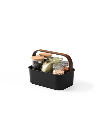 Stohovateľný organizér 28x18 cm Umbra BELLWOOD - čierny/orechový