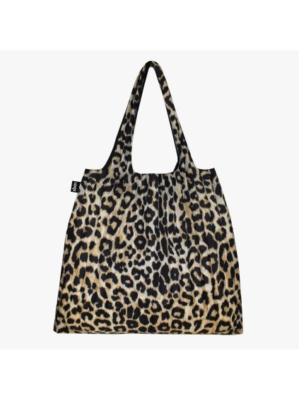 Nákupná taška cez rameno LOQI PLEATED Leopard Dusk