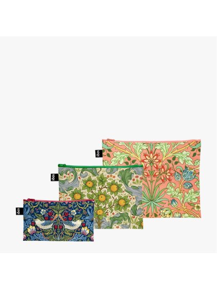Taštičky na zips 3 ks LOQI WILLIAM MORRIS The Strawberry Thief