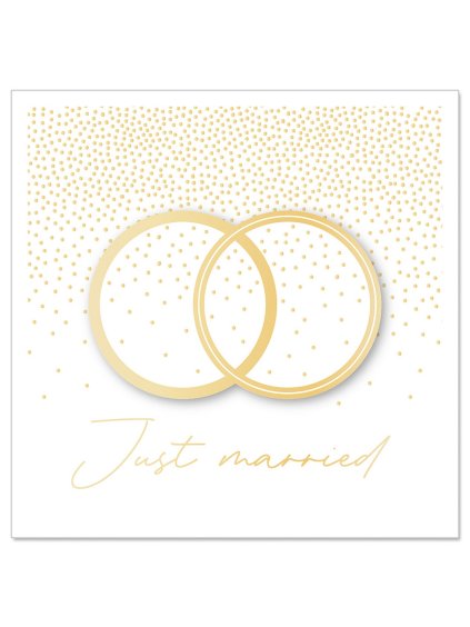Svadobné prianie 8x8 cm Artebene Just Married with Rings