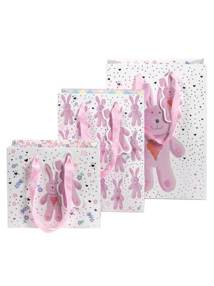Darčeková taška set 3 veľ. Artebene Teddy Pink