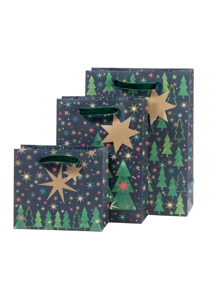Darčeková taška set 3 veľ. Artebene Christmas Trees with Golden Stars