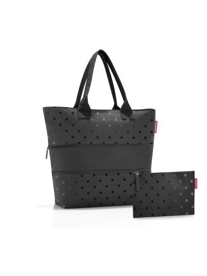 Sada kabelka a taštička na zips Reisenthel Shopper e1 set Glossy dots black