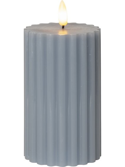 Vosková LED sviečka výška 15 cm Star Trading Flamme Stripe - modrá