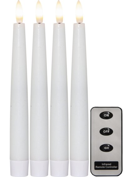 LED sviečka 4 ks výška 20 cm Star Trading Flamme Slim - biela