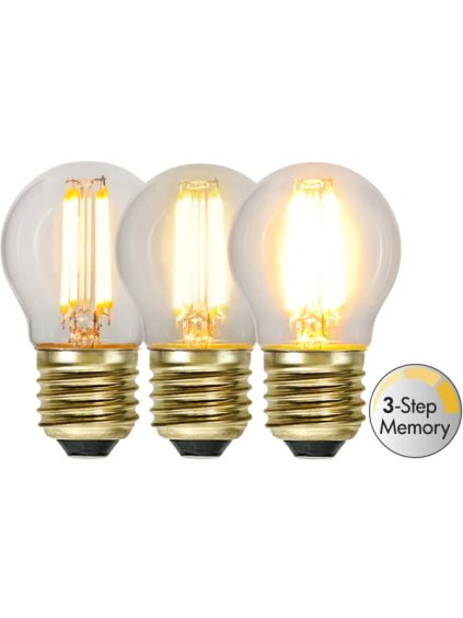 LED žiarovka so stmievaním E27 G45 Star Trading Soft Glow 3-Step Memory - číra