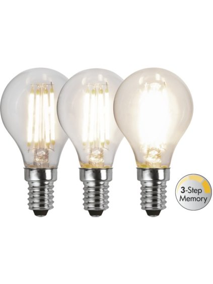 LED žiarovka so stmievaním E14 P45 Star Trading Clear 3-Step Memory - číra