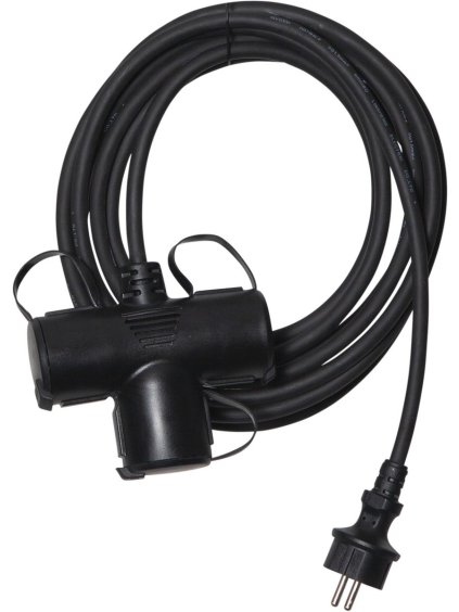 Predlžovací kábel 3 vývody STAR TRADING Lungo - čierny