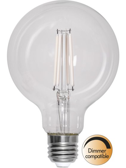 Stmievateľná LED žiarovka E27 G95 2700K Star Trading Clear White Filament - číra