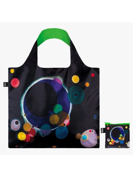 Skladacia nákupná taška LOQI WASSILY KANDINSKY Several Circles Neon