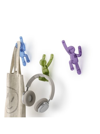 Háčiky na stenu Umbra Buddy 3 ks - transparentné farebné