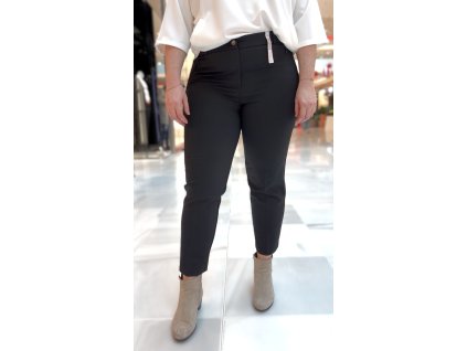 ELITLINE kalhoty černé s lehkým leskem, viskóza, Turecko