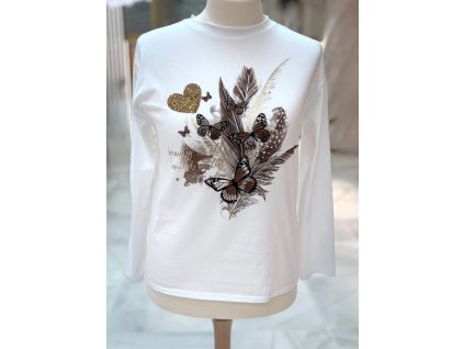 Agape bavlněné tričko s potiskem-hnědý motiv, bavlna, Itálie