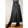 Sukně plisovaná s koženým efektem černá