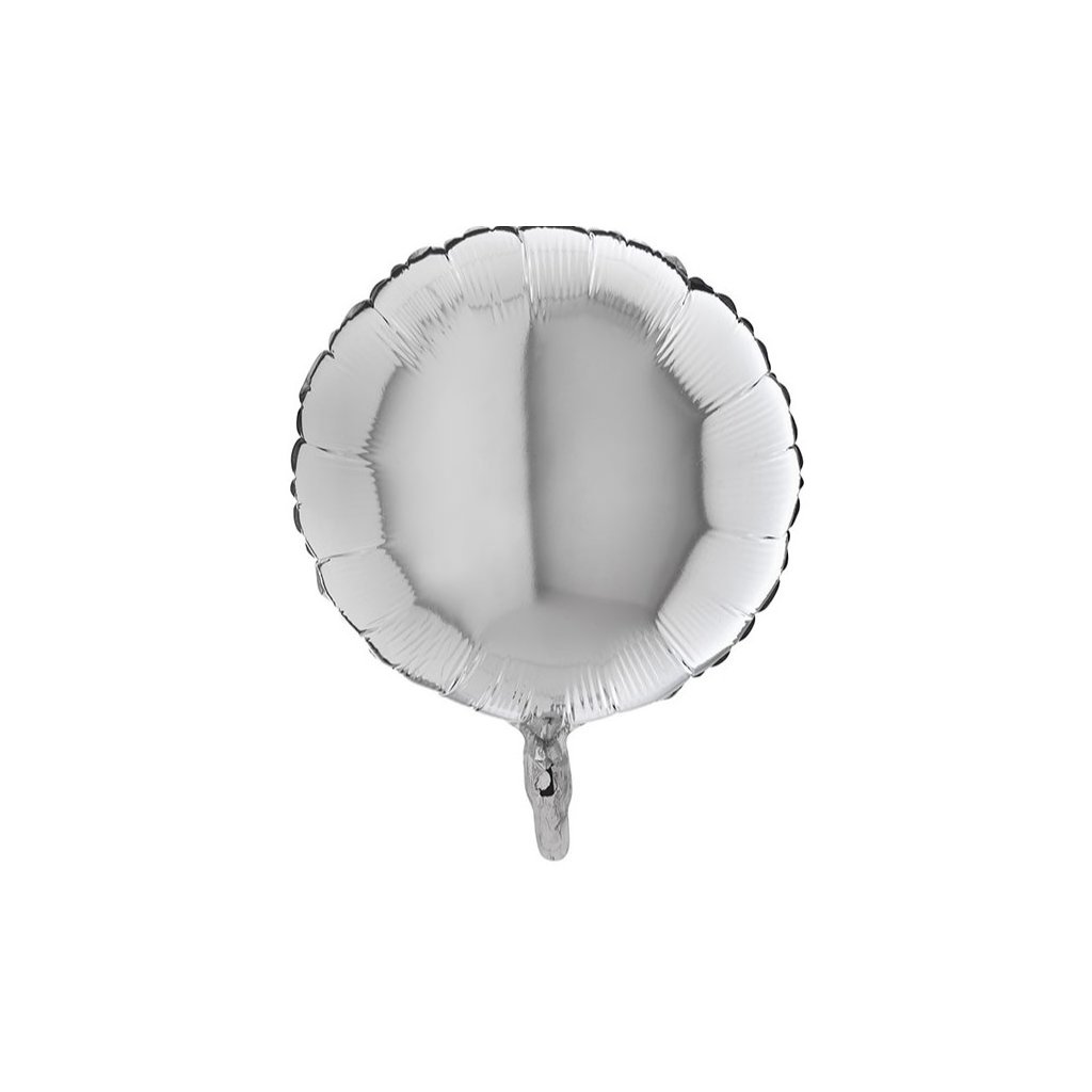 Balon kruhový foliový stříbrný 46 cm
