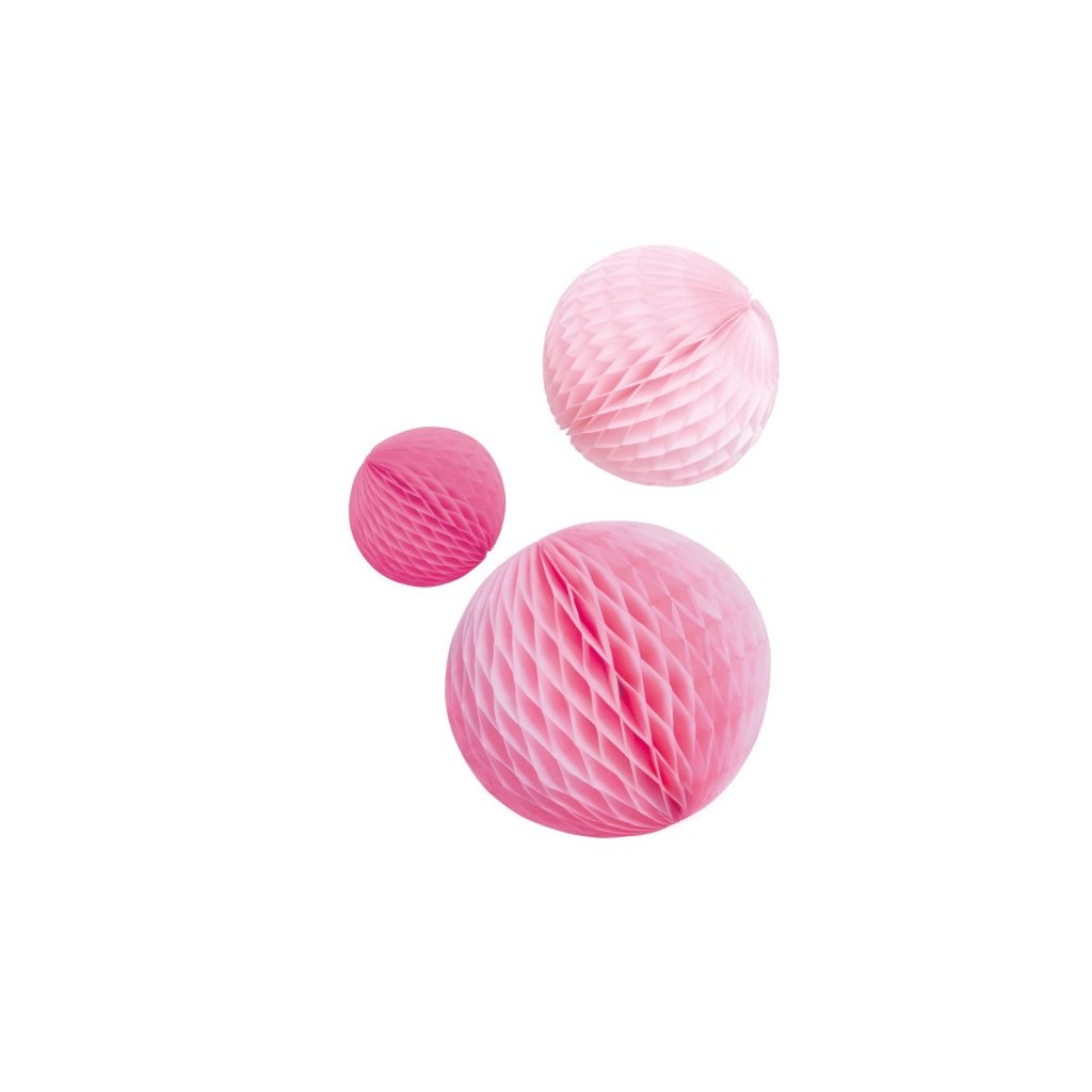 Dekorační koule Honeycomb růžová 3ks
