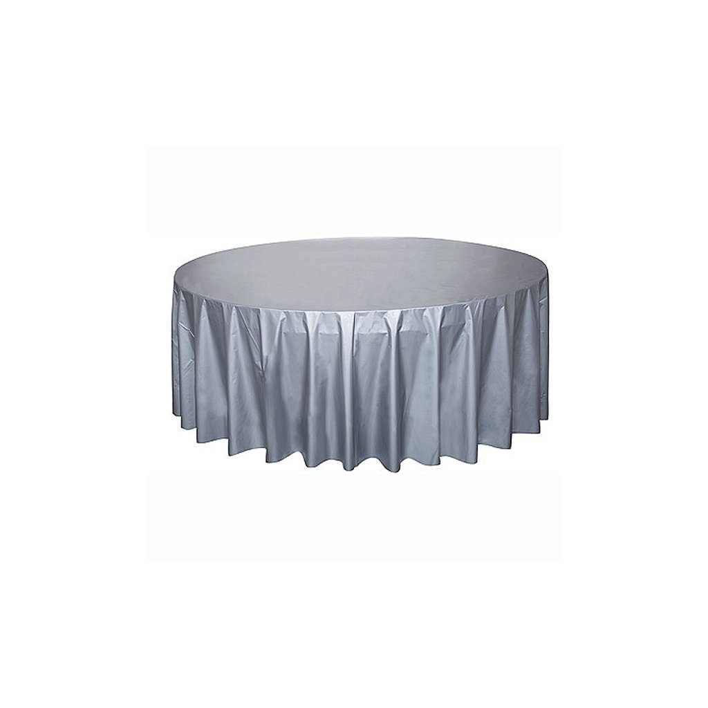 Ubrus plastový stříbrný pro kulatý stůl 210cm