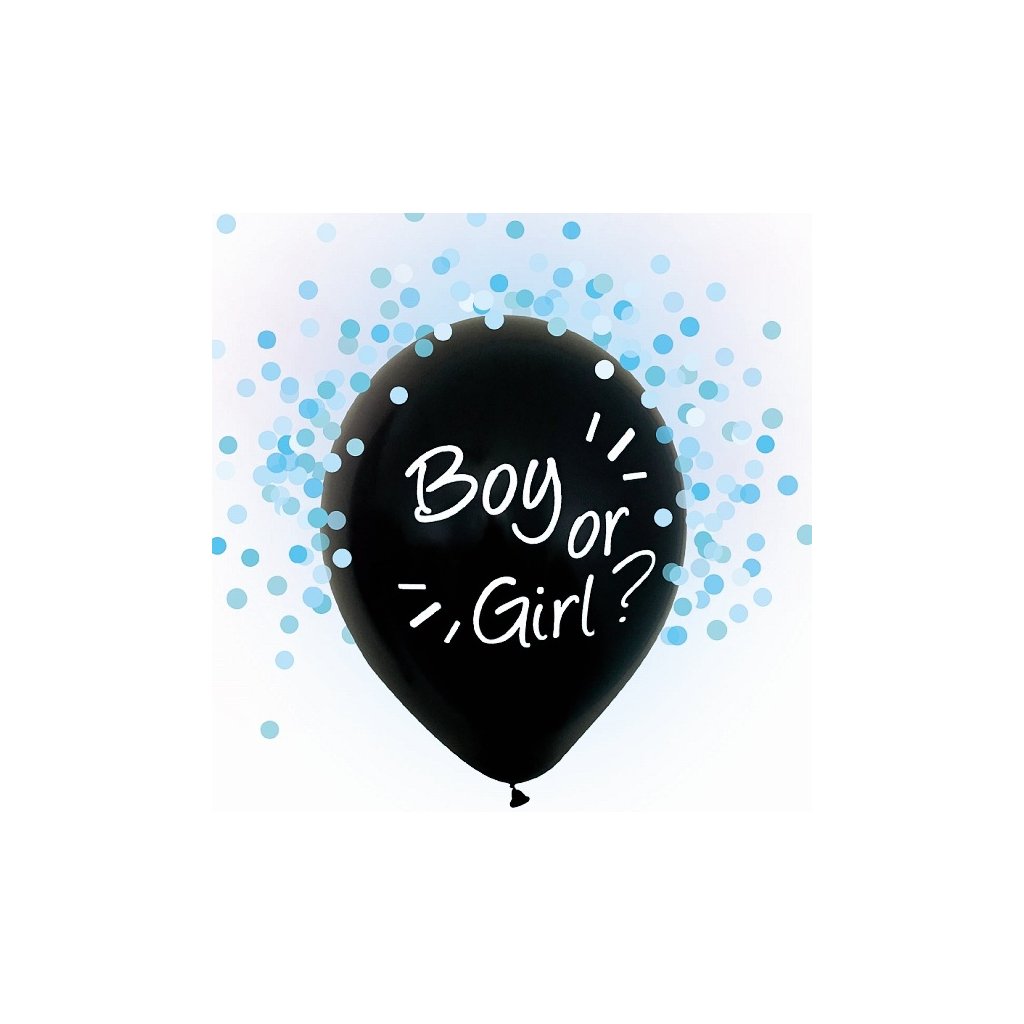BALÓNKY s potiskem Boy or Girl - modré konfety 4 ks 30cm