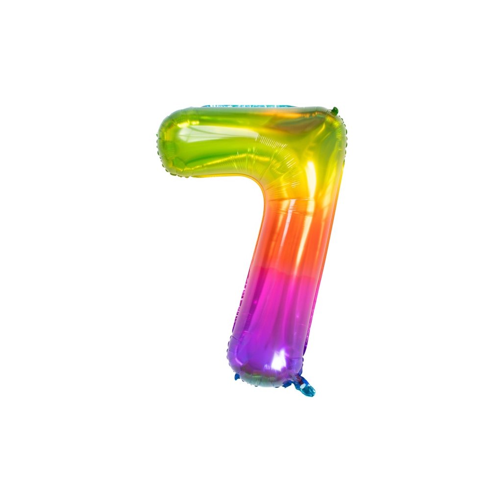 Balónek fóliový číslice 7 duhová Rainbow 86 cm