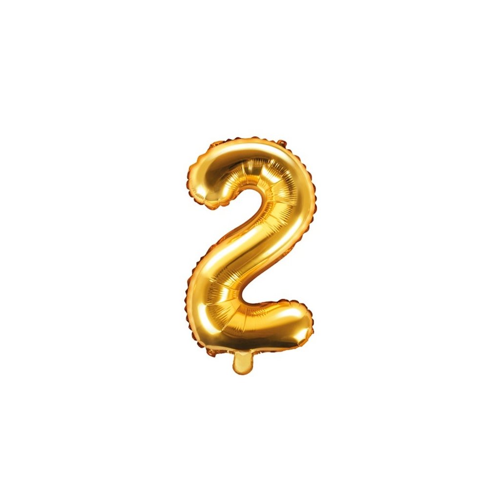 Balónek fóliový číslice 2 zlatá 35 cm