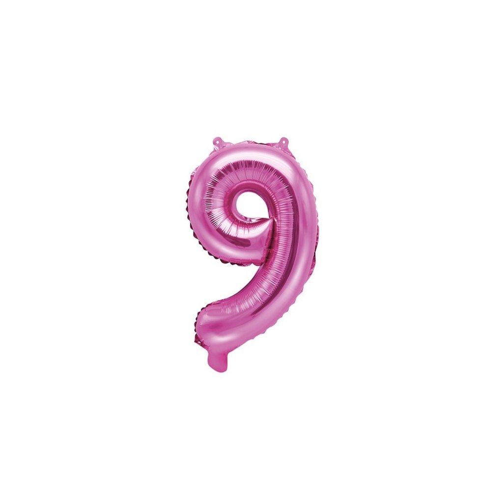 Balónek fóliový číslice 9 růžová 35 cm