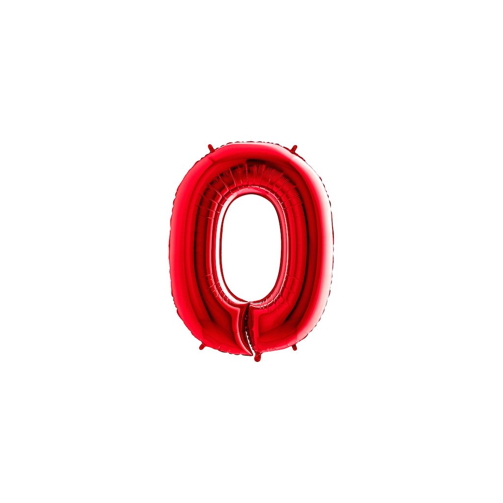Balónek foliový číslice 0 červená 105 cm