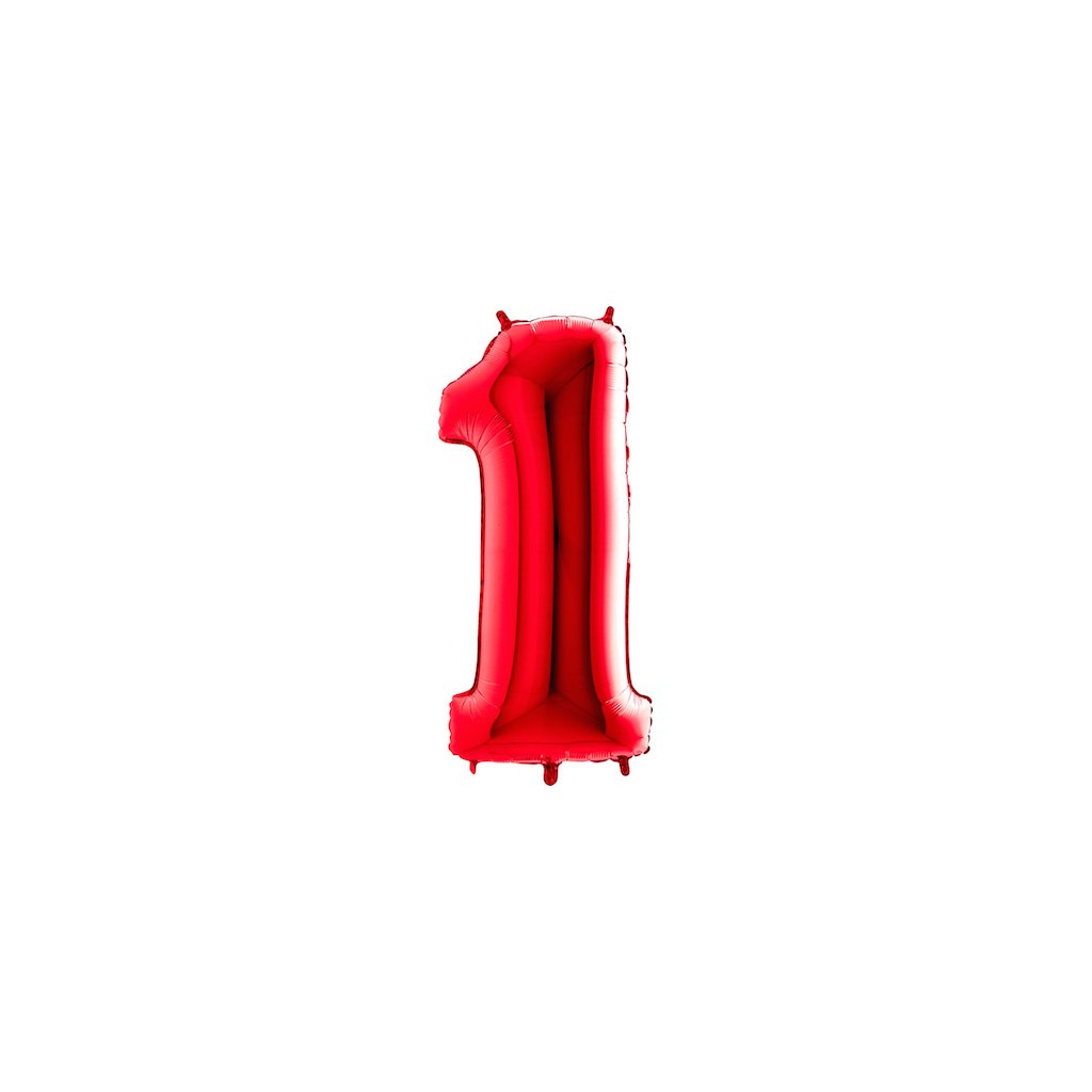 Balónek fóliový číslice 1 červená 105 cm