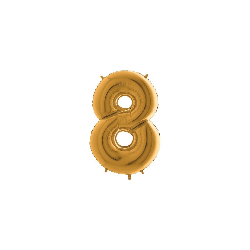Balónek fóliový číslice 8 zlatá 105 cm