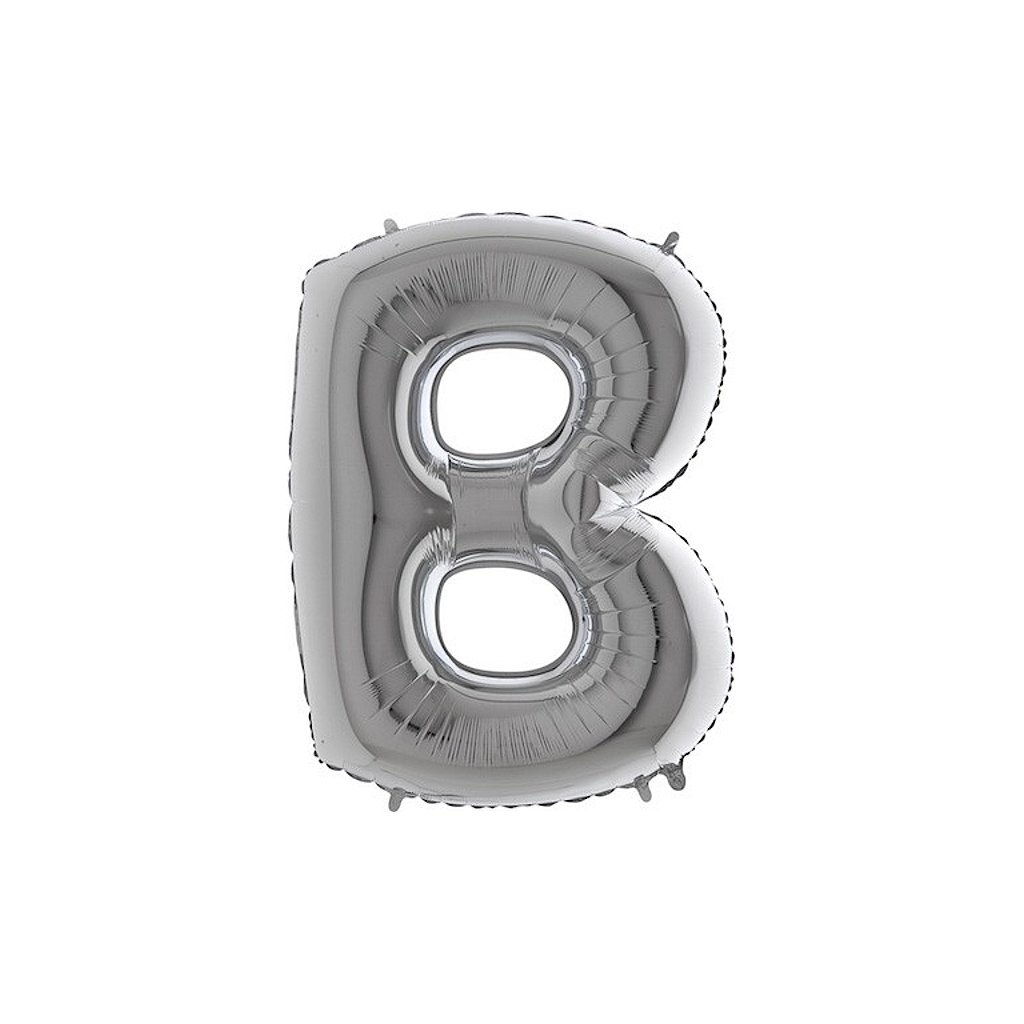 Balónek fóliové písmeno stříbrné B 102 cm