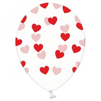 Balon latexový s potiskem srdce 30cm 6 ks