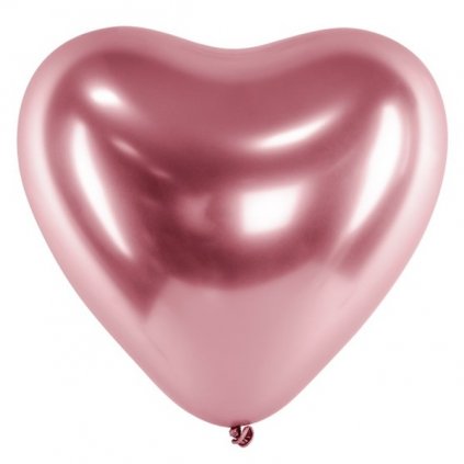 Balónky latexové chromové Srdce Rose gold 30 cm 50 ks
