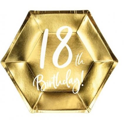 Talíře narozeninové 18 let zlatobílé 6ks