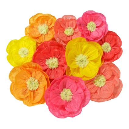 Dekorace papírové květiny 6ks mix barev