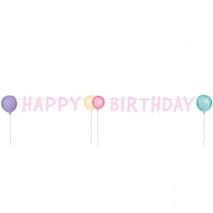 Banner Happy Birthday pastelové balonky 1,5m