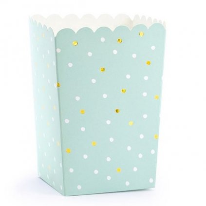 Krabičky na popcorn mint 7x7x12,5cm 6ks