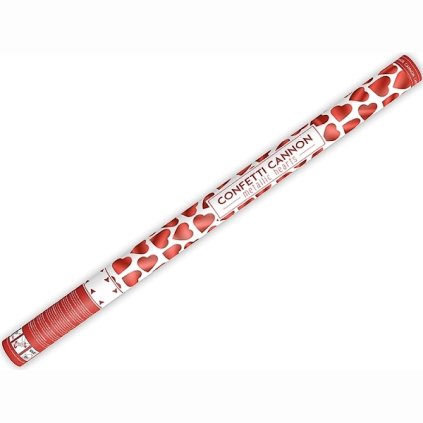 Vystřelovací konfety 80cm červené srdce