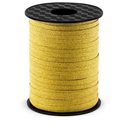 Stuha plastová vázací třpytivá zlatá 5mm/225m