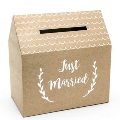 Box na přání hnědý Just Married