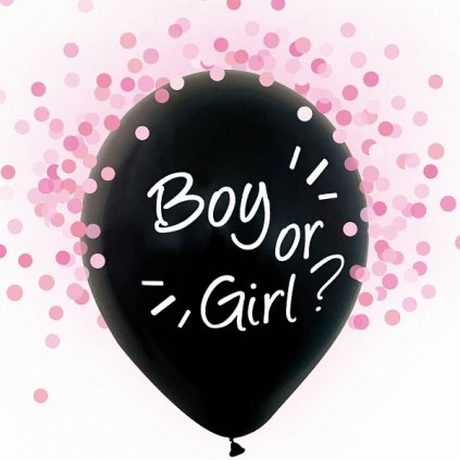 BALÓNKY Boy or Girl - růžové konfety 4 ks