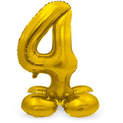 Balónek fóliový číslice 4 samostojná zlatá 72 cm