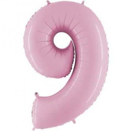 Balónek fóliový číslice 9 pastelově růžová 102 cm