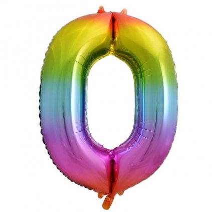 Balónek fóliový číslice 0 duhová 85 cm