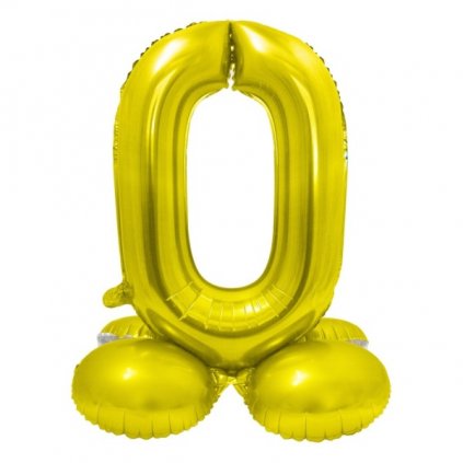 Balónek fóliový číslice 0 samostojná zlatá 72 cm